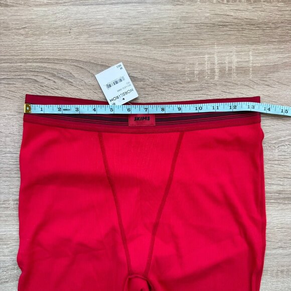 NWT SKIMS Cotton Rib Leggings Cherry Red Contrast Stitch Medium - Picture 8 of 11